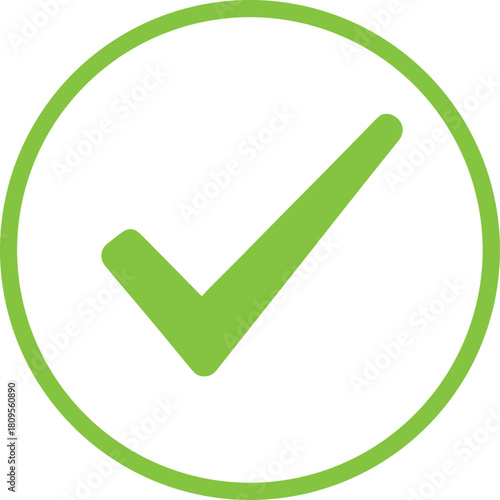 Modern green circular icon used to signify that an action is done, verified, or correct, conveying trust and positive results.
