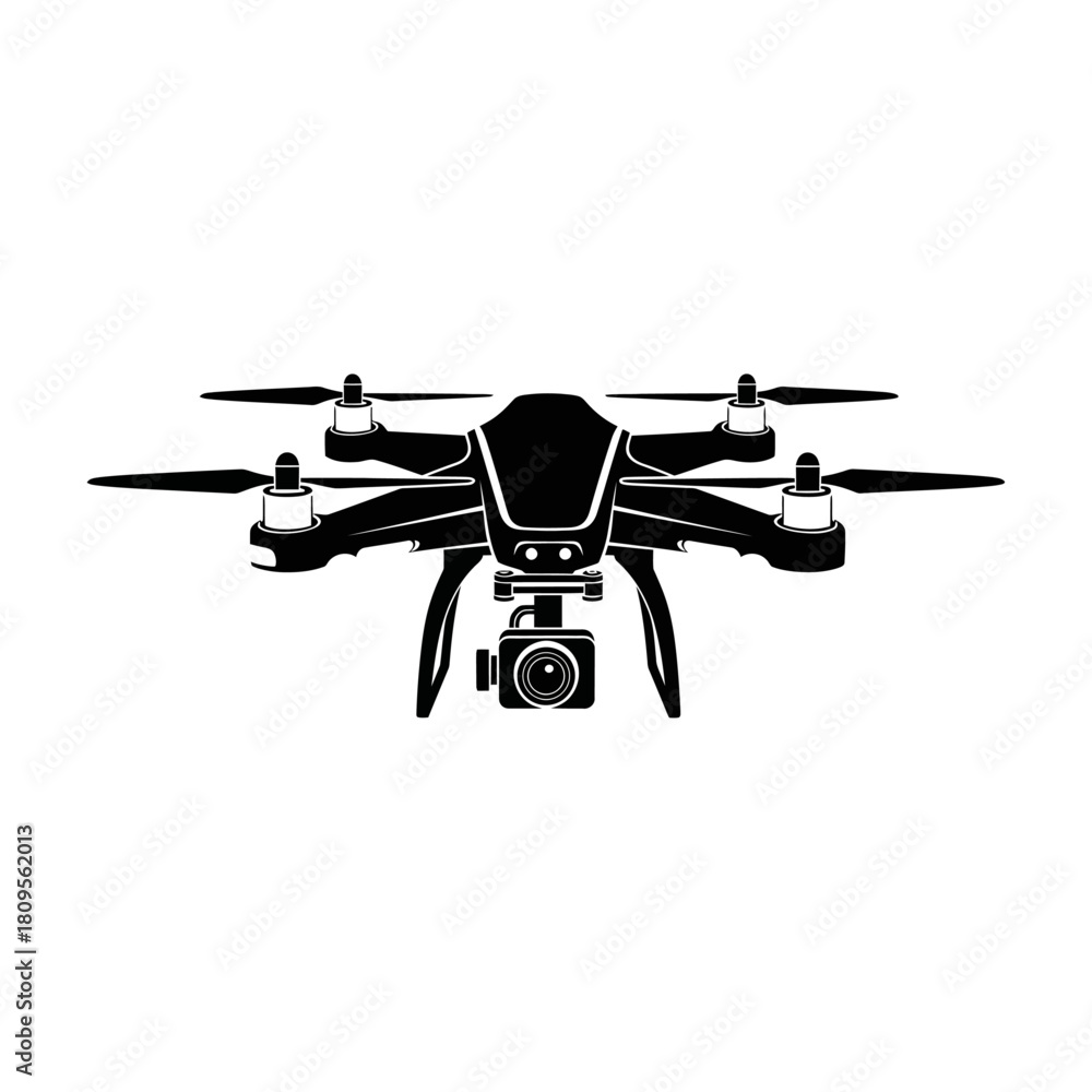 Fototapeta premium Drone with camera vector icon isolated on white background, Vector, illustration