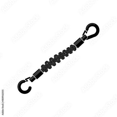 Coiled lanyard with carabiners isolated on white background, Vector, illustration