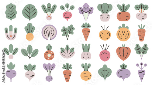 Assorted Vegetables Flat Design Vector Illustration Background with Clean Style