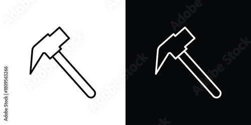 Hammer icon eps. thin, line, outline and stroke style set