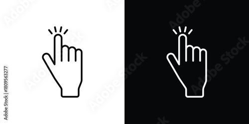 Hand click icon eps. thin, line, outline and stroke style set