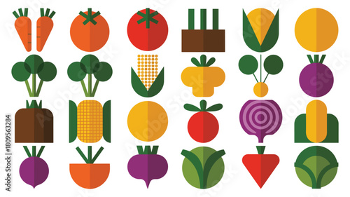 Colorful Flat Design Vegetable Pattern with Tomatoes and Carrots
