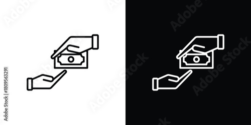 Hand money exchange icon eps. thin, line, outline and stroke style set