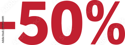 Fifty percent discount symbol on white background for marketing