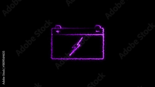 Electric Battery Symbol Glowing Purple Energy Sparking Lightning Bolt Abstract Energy Concept power