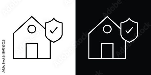 Home insurance icon eps. thin, line, outline and stroke style set