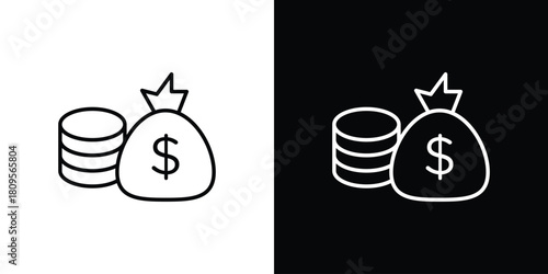 Income icon eps. thin, line, outline and stroke style set