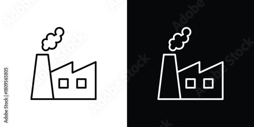 Industrial factory icon eps. thin, line, outline and stroke style set