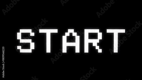 Retro Game Start Screen Animation with Pixelated Text.
