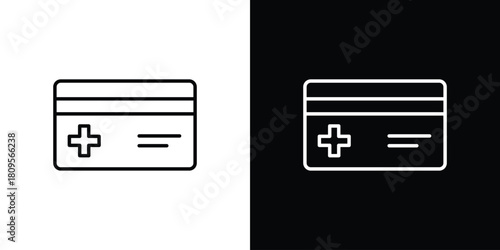 Insurance card icon eps. thin, line, outline and stroke style set