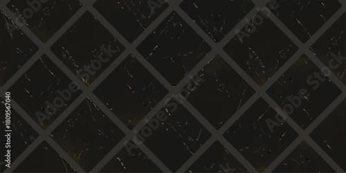 Staggered bond tile seamless pattern. Offset square shapes. Floor design. Dark colours. Black marble. Vector.
