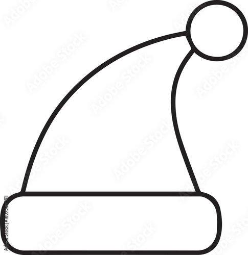 Simple line drawing of a santa hat for christmas and holiday designs