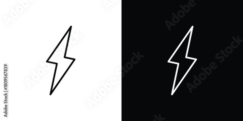 Lightning icon eps. thin, line, outline and stroke style set