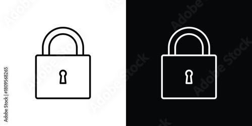 Lock closed icon eps. thin, line, outline and stroke style set