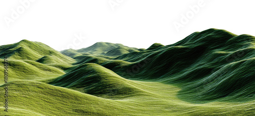 Lush, rolling hills of vibrant green grass