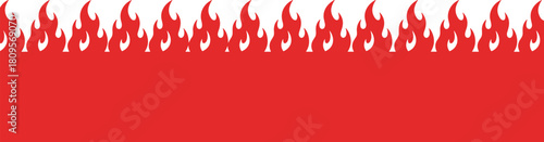 Seamlessly repeatable fire wave pattern in bright red, suitable for creating decorative edges in website design, posters, or print media graphics.