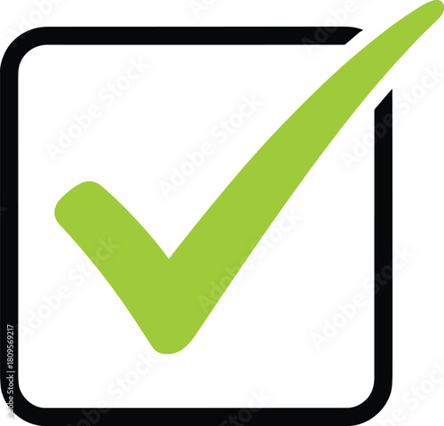 Simple and clear illustration of a validated square selection box, suitable for use in checklists, surveys, and form completion graphics.