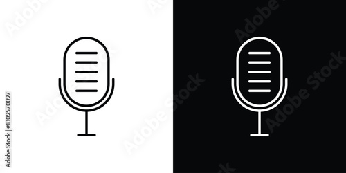 Microphone icon eps. thin, line, outline and stroke style set