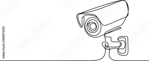Set of surveillance camera one line. Electronic tools. Abstract minimal continuous line isolated. one line Icon drawing with white background