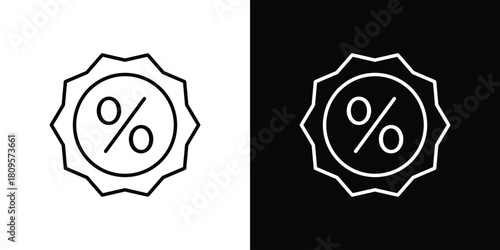 Percentage icon eps. thin, line, outline and stroke style set