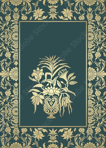 wedding card design, paisley floral pattern , India	