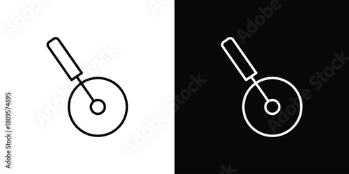 Pizza Slicer icon eps. thin, line, outline and stroke style set