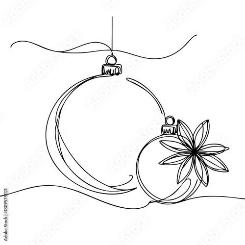 Single line drawing in modern minimalist style of festive decorations for Chinese New Year celebration 