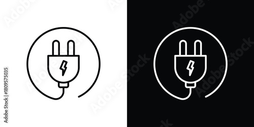 Plug icon eps. thin, line, outline and stroke style set