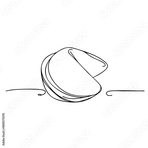 Single line drawing in modern minimalist style of fortune cookies for Chinese New Year celebration on white background 