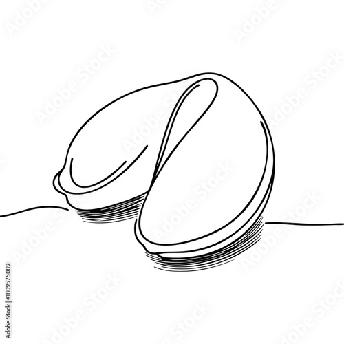 Single line drawing in modern minimalist style of fortune cookies for Chinese New Year celebration