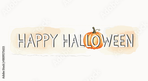 Delightful Happy Halloween message with a charming pumpkin, perfect for seasonal greetings and festive designs for fall celebrations and October marketing campaigns