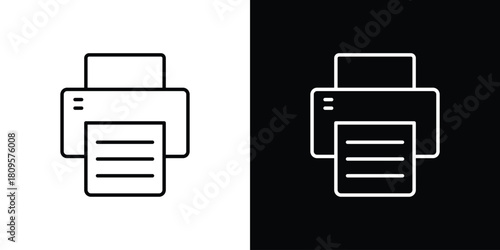 Print icon eps. thin, line, outline and stroke style set