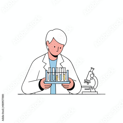 Scientist holding test tubes with samples