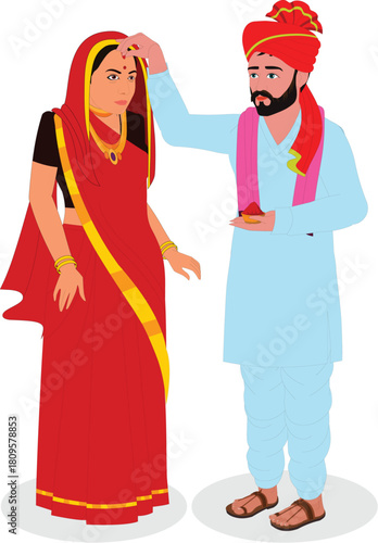 husband wife getting married indian vector illustration animation ready