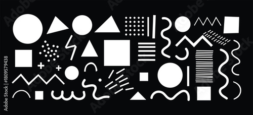 Funky crayon drawn geometric shapes and doodle lines. Colorful pencil or chalk drawn naive Swiss design aesthetic. Basic geometric shapes, dots, playful pattern, primitive forms and figures.