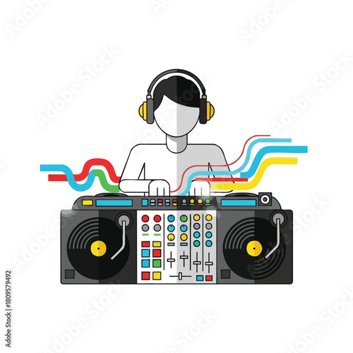 DJ Mixing Music on Controller