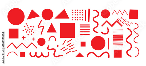 Funky crayon drawn geometric shapes and doodle lines. Colorful pencil or chalk drawn naive Swiss design aesthetic. Basic geometric shapes, dots, playful pattern, primitive forms and figures.