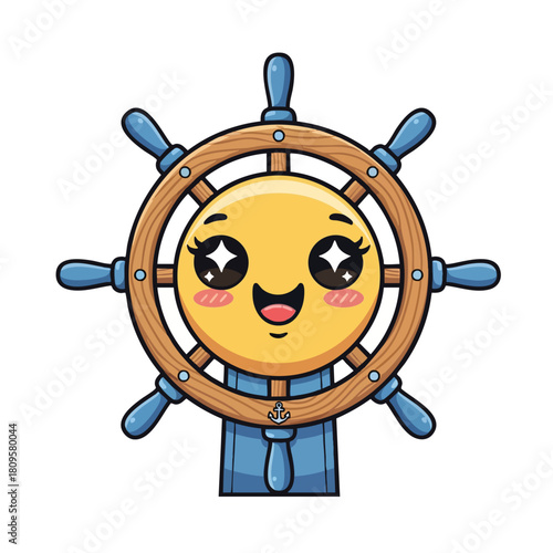 Smiling Emoticon at Ship s Helm