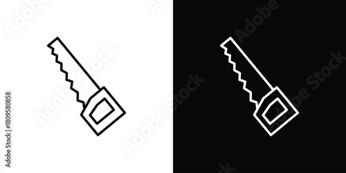 Saw icon eps. thin, line, outline and stroke style set