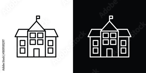 school icon eps. thin, line, outline and stroke style set