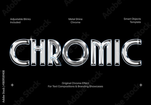 Metal Shine Chrome Text Effect Mockup