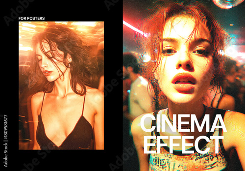 Bright Film Poster Photo Effect Mockup