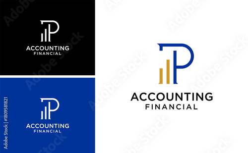 Professional Accounting and Financial Logo with Modern Letter P and Growth Chart Design for Corporate Business Identity