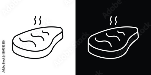 Steak icon eps. thin, line, outline and stroke style set