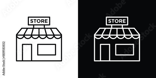 Store icon eps. thin, line, outline and stroke style set