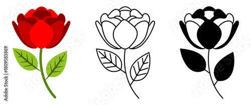 Modern flat vector illustration featuring roses flower
