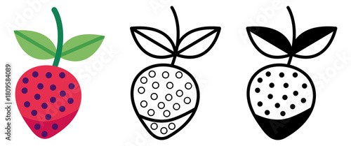 Flat vector artwork of a strawberry isolated on white background