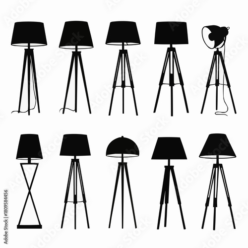 Collection of stylish floor lamps in various designs and silhouettes.