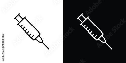 Syringe icon eps. thin, line, outline and stroke style set